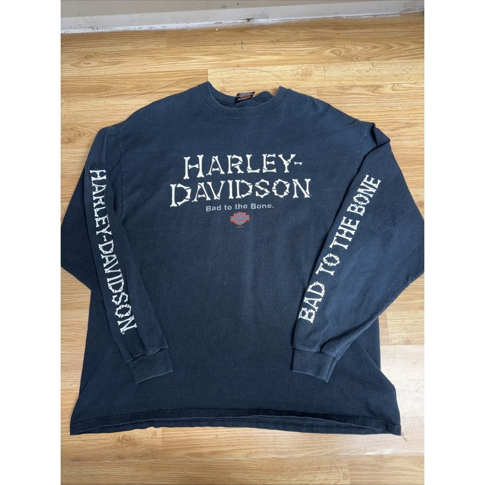 Vintage 1998 Harley Davidson Bad To The Bone Long Sleeve T-Shirt Mens XL